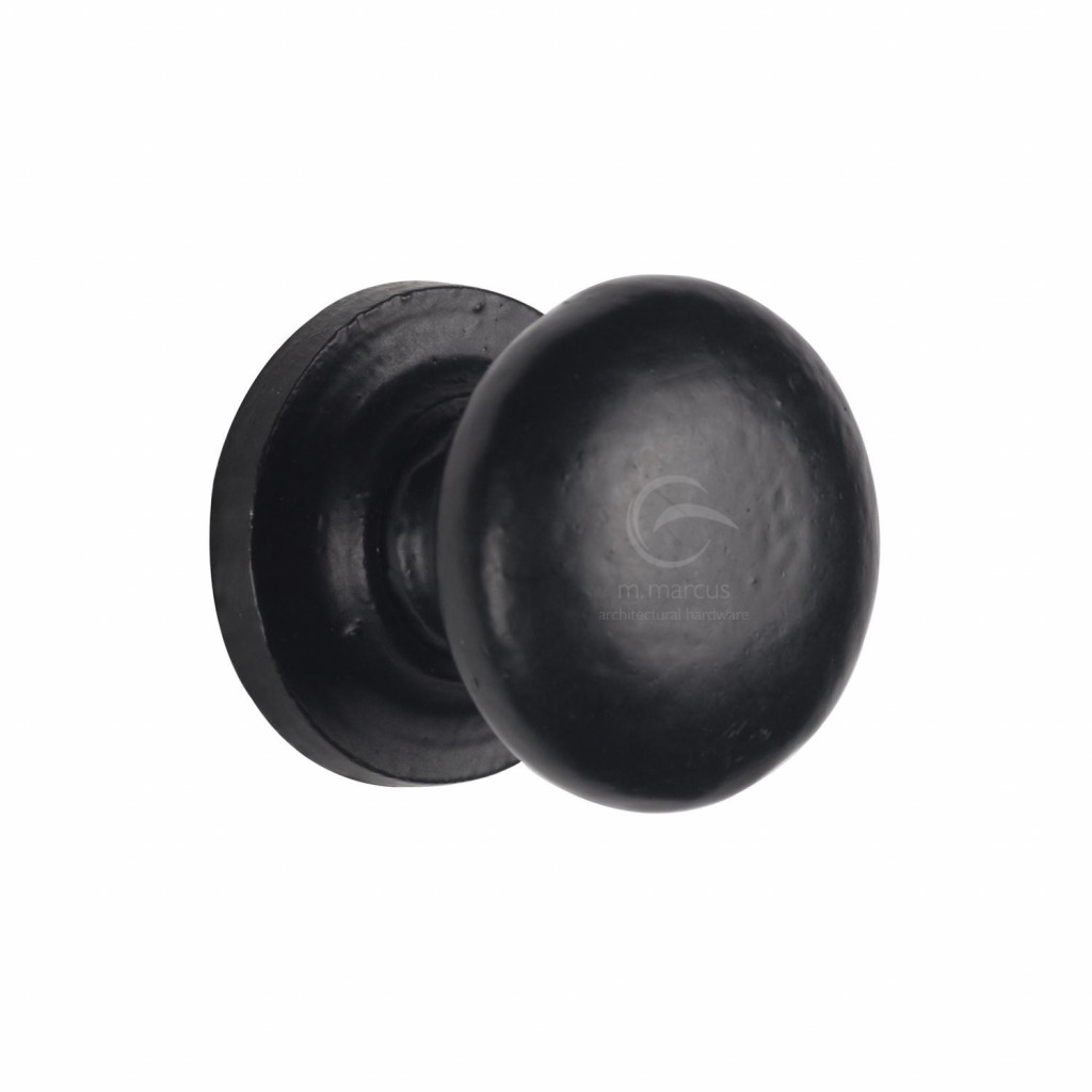 M Marcus Tudor Rustic Smooth Black Round Design Cabinet Knob 25mm 